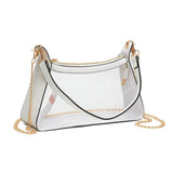 Clear Vegan Leather Cross Body Tote Bag With Detachable Chain Strap