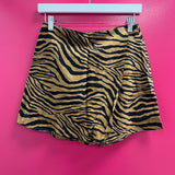 Tiger Print Asymmetric Draped Mini Wrap Skort