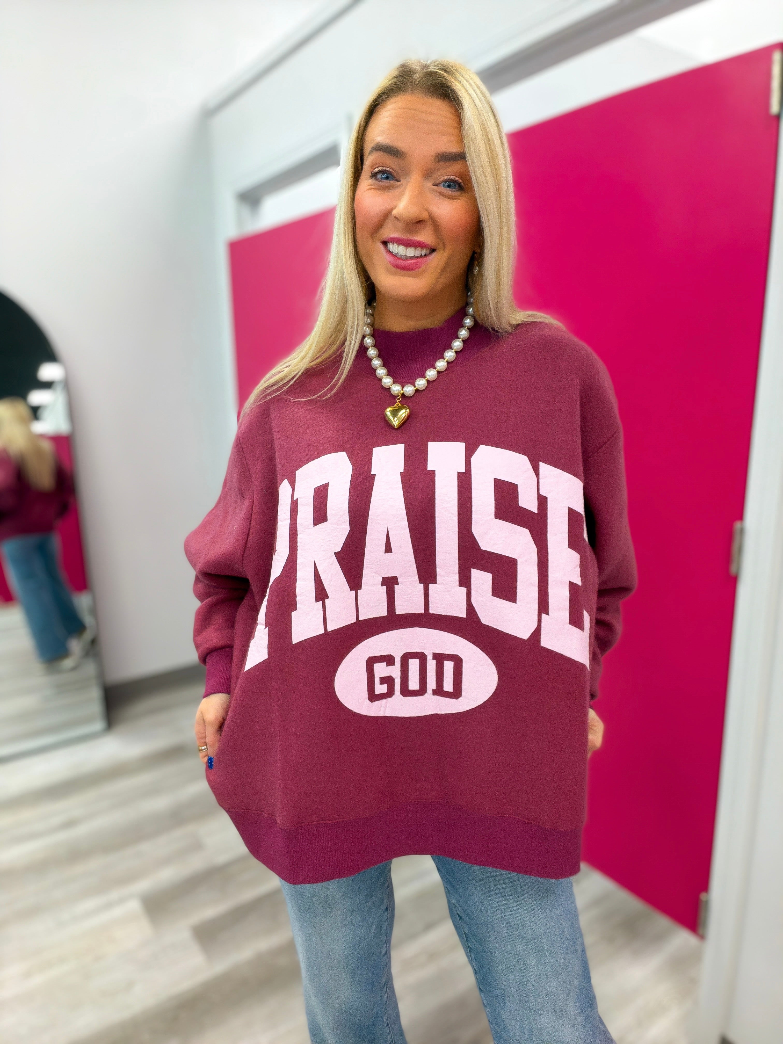 Praise God & Polka Dot Mock Neck