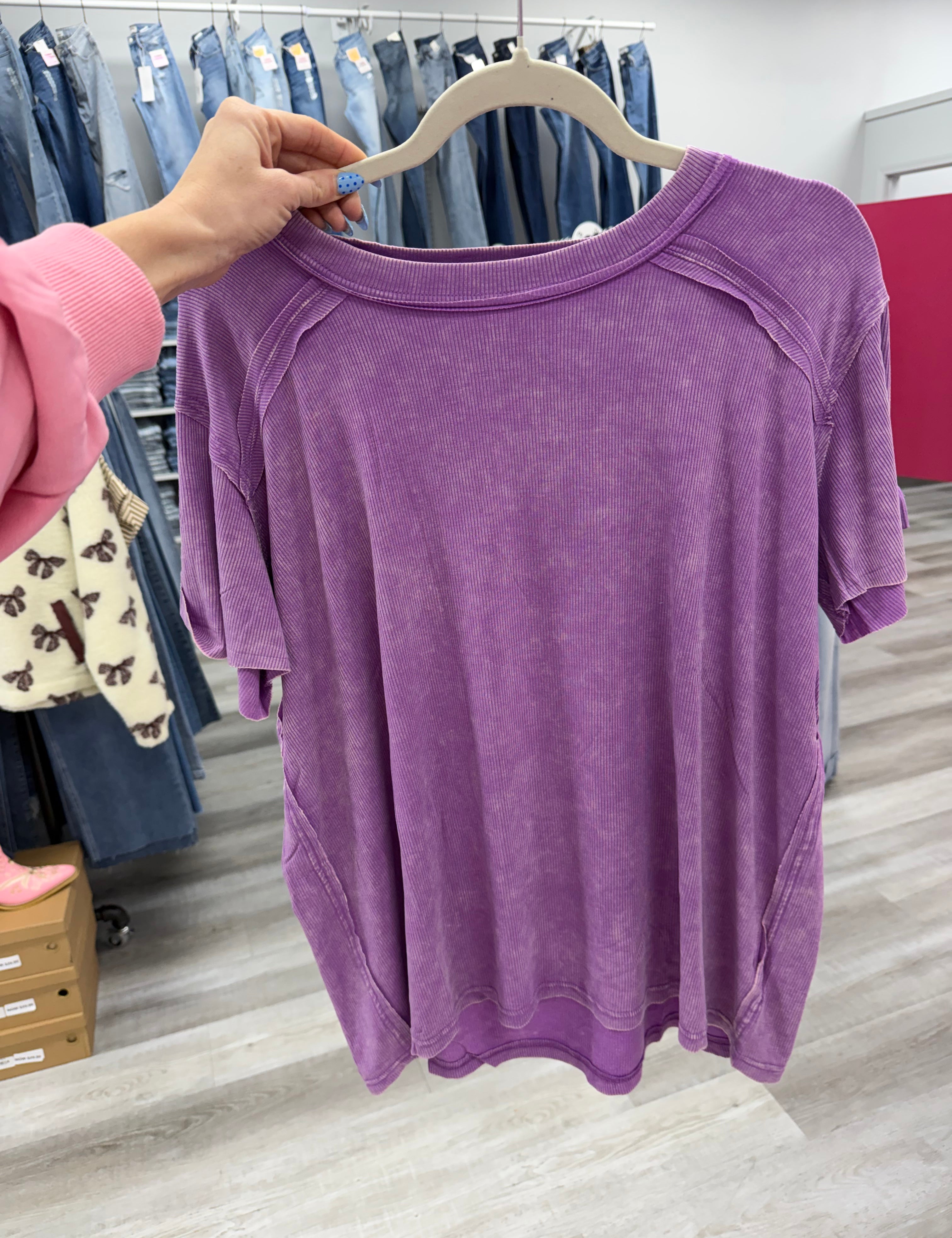 The Perfect One | Washed Ribbed Short Sleeve Top