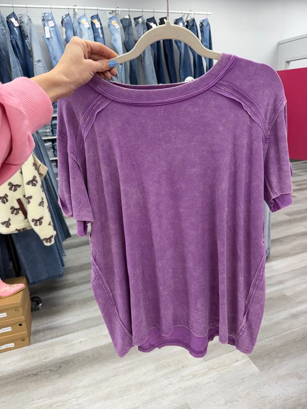 The Perfect One | Washed Ribbed Short Sleeve Top