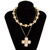 Chunky Cross and Ball Necklace