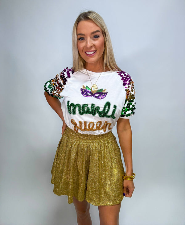 Throw Me Something Mrs. Tinsel Mardi Gras Pullover with Sequins