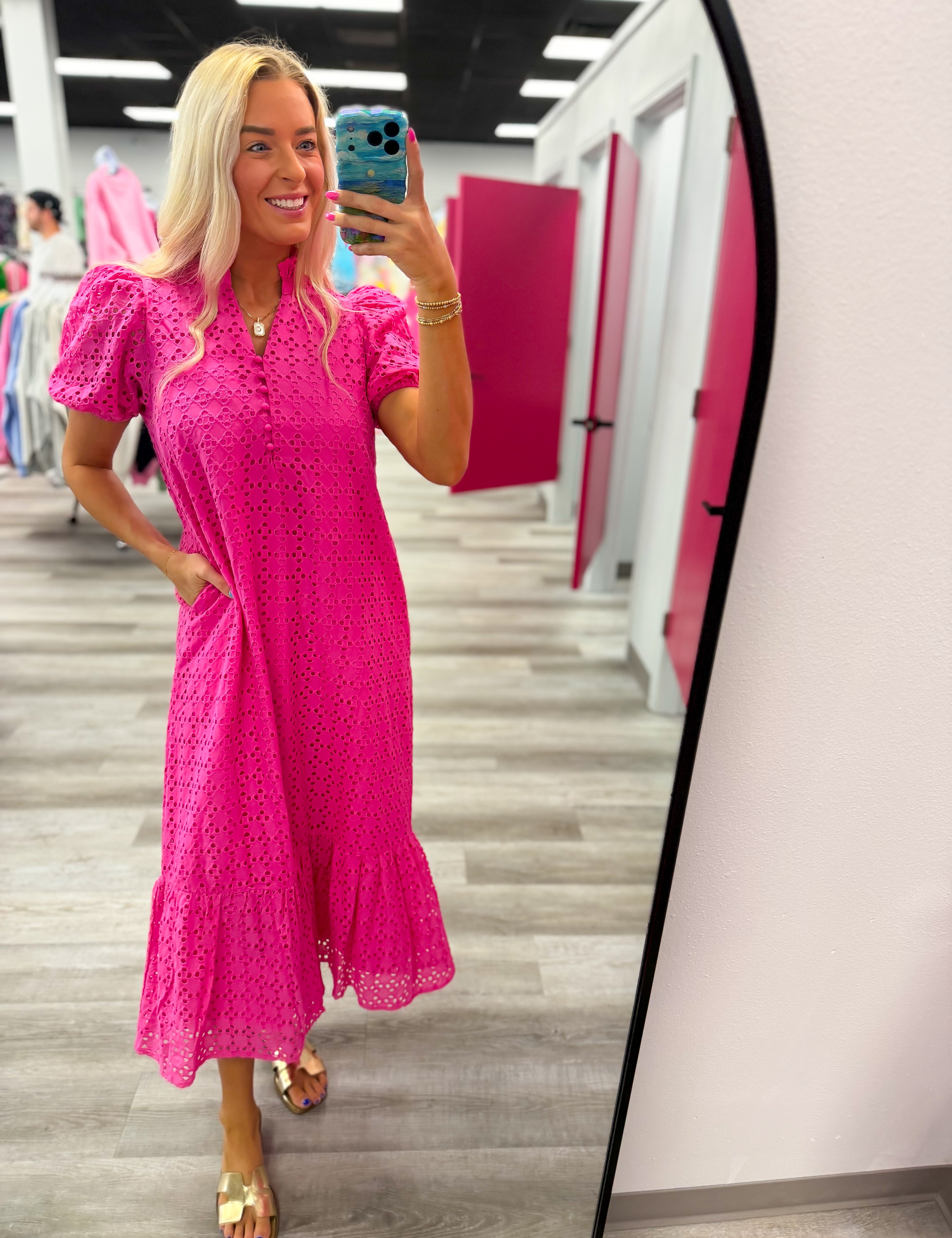 Sweet Escape Eyelete Mid Dress