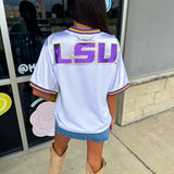 LSU Tiger Eye (Licensed) | Sequin Design Football Jersey White