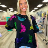 Tiger Colorful Sequin Oversized Top | FINAL SALE