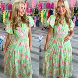 Bright Floral Dreams Dress Mint