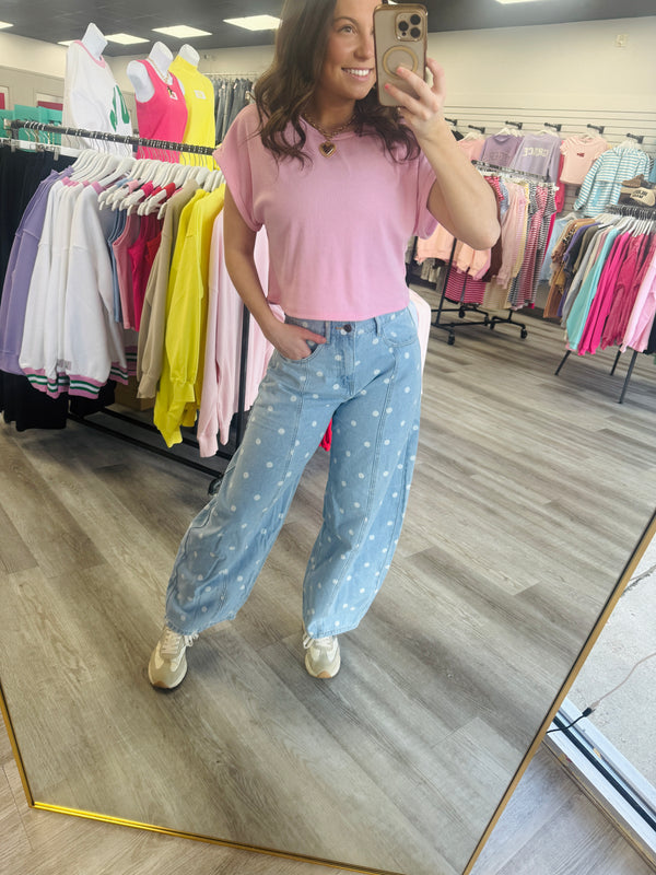 Polka Dot Barrel Jeans