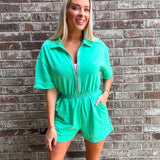 Seafoam Green Zip Romper