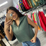 Sleeveless Zip Up Sweater Vest