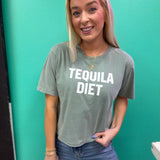 Tequila Diet Seafoam Crop Graphic Tee