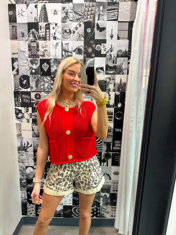 Leopard Denim Shorts