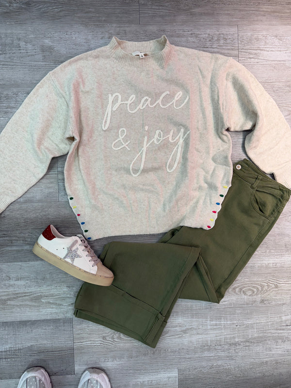 Peace and Joy Christmas Light Sweater