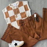 Check It Out Checkered Sweater | Brown and White