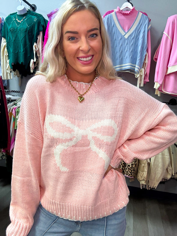 Bow Sweater - Baby Pink