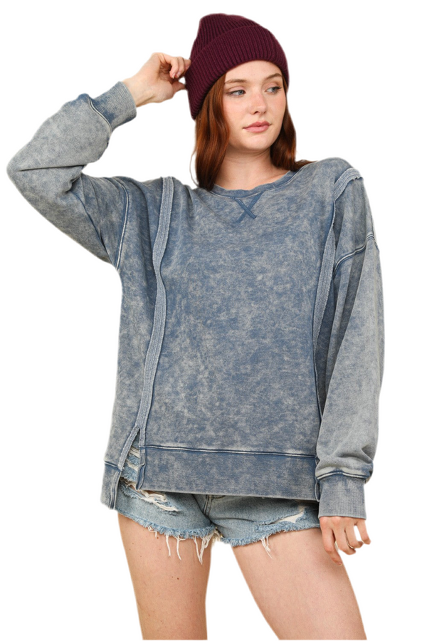 The Must Have Minearl Wash Hem Sweatshirt