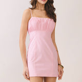 Gathered Bust Square Neck Smocked Back Dress