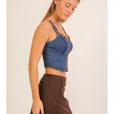 The Denim After Dark Lace Up Top