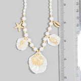Pearl Shell Starfish Charms Pendant Necklace