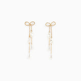 Long Bow Pearl Deco Drop Earrings