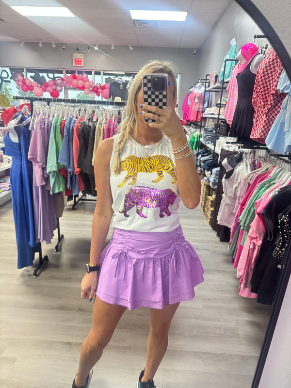 Triple Tiger | Women's Sequin Design Tank White