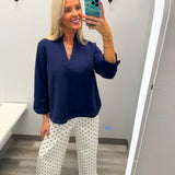 Navy Longer Sleeve Top