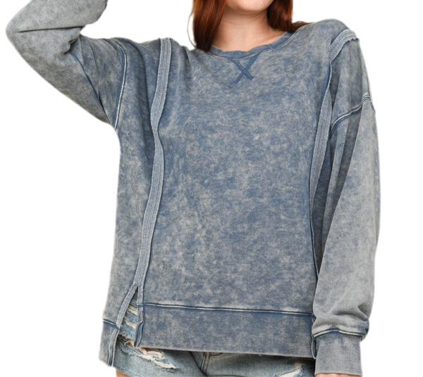 The Must Have Minearl Wash Hem Sweatshirt