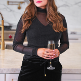 Keigan Mesh Top- Black Glitter