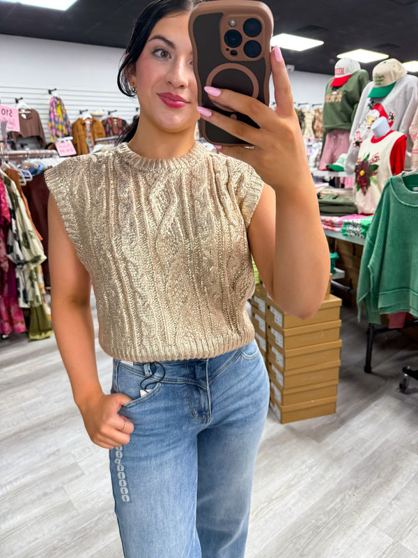 Going for the Gold Metallic Sweater