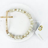 Hammered Cross Crystal Mix Beads Bracelet