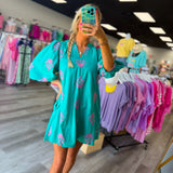 Teal Palm Mini Dress