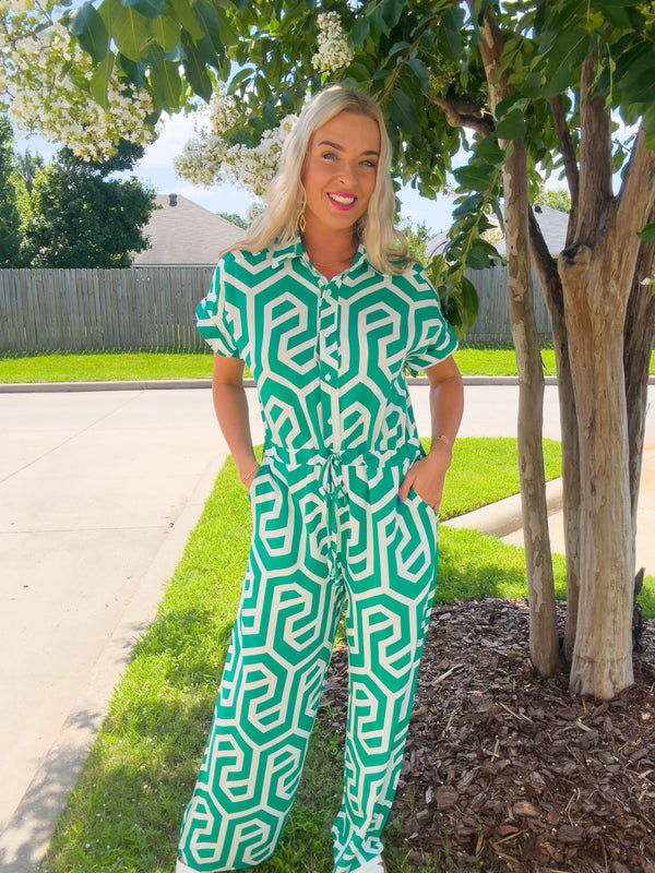 Jump Into It Jumpsuit - Green