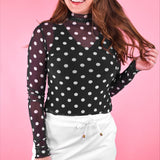 Keigan Mesh Top- After Dark Polka Dot