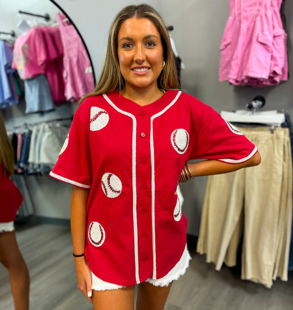 To the Ball Game Sequin Baseball Jersey