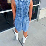 Hang Tight Honey Denim Romper - Dark Denim