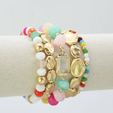 CB2343 5 Piece Glass CCB Arcylic Stretch Bracelet Set