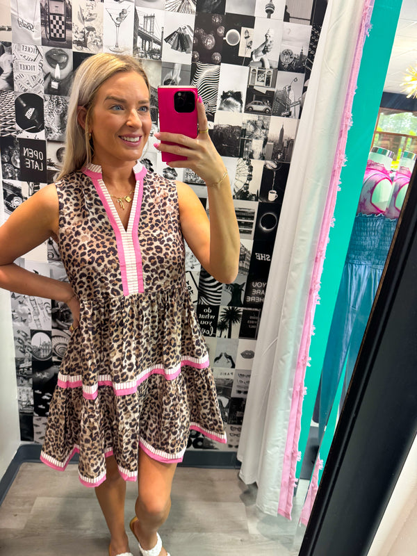 Starting New Animal Print Pink Dress