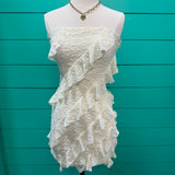 Cream Strapless Ruffle Tube Mini Dress