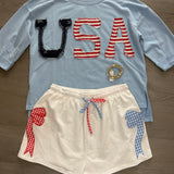 Gingham Bow Embroidery Shorts