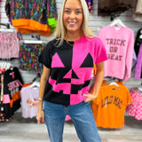 Pink Pumpkin Short Sleeve Sweater