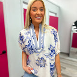 Fresh Bloom Stripe Contrast Floral Top