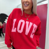 Love Pink Gingham Red Sweatshirt | LULU MAC