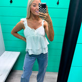 Ruffle Front Tie Tank