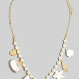 Pearl Beads And Sea Shell Charms Chain Necklace