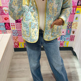 Light Blue and Butter Floral Quilted Jacket