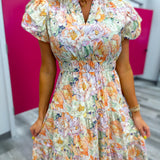 Coral Flower Bouquet Dreams Maxi Dress