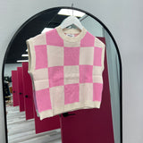 Check It Out Checkered Sweater | Pink and White