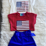 Ribbed American Flag Sequin Top