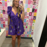 Purple and Gold Multi Color Star Rhinestone Romper