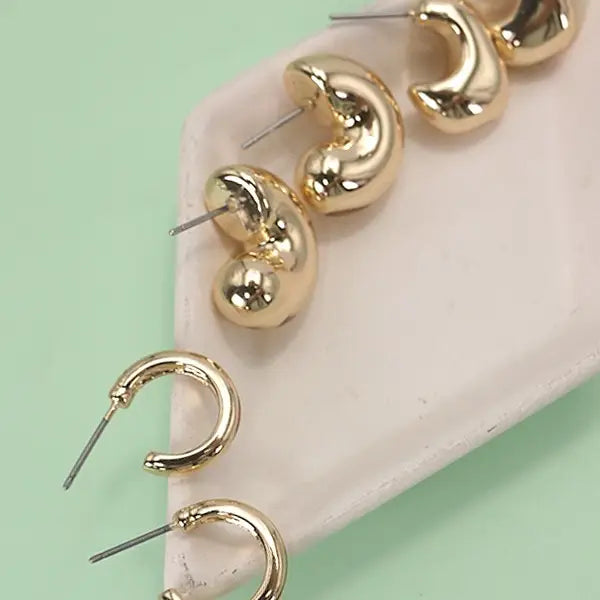 Bubble Hoop Huggie Trio Earrings